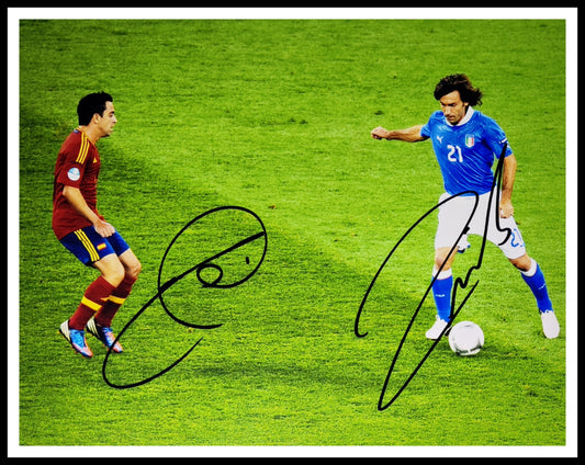 Andrea Pirlo and Xavi Hernandez Dual Signed and Framed Photo